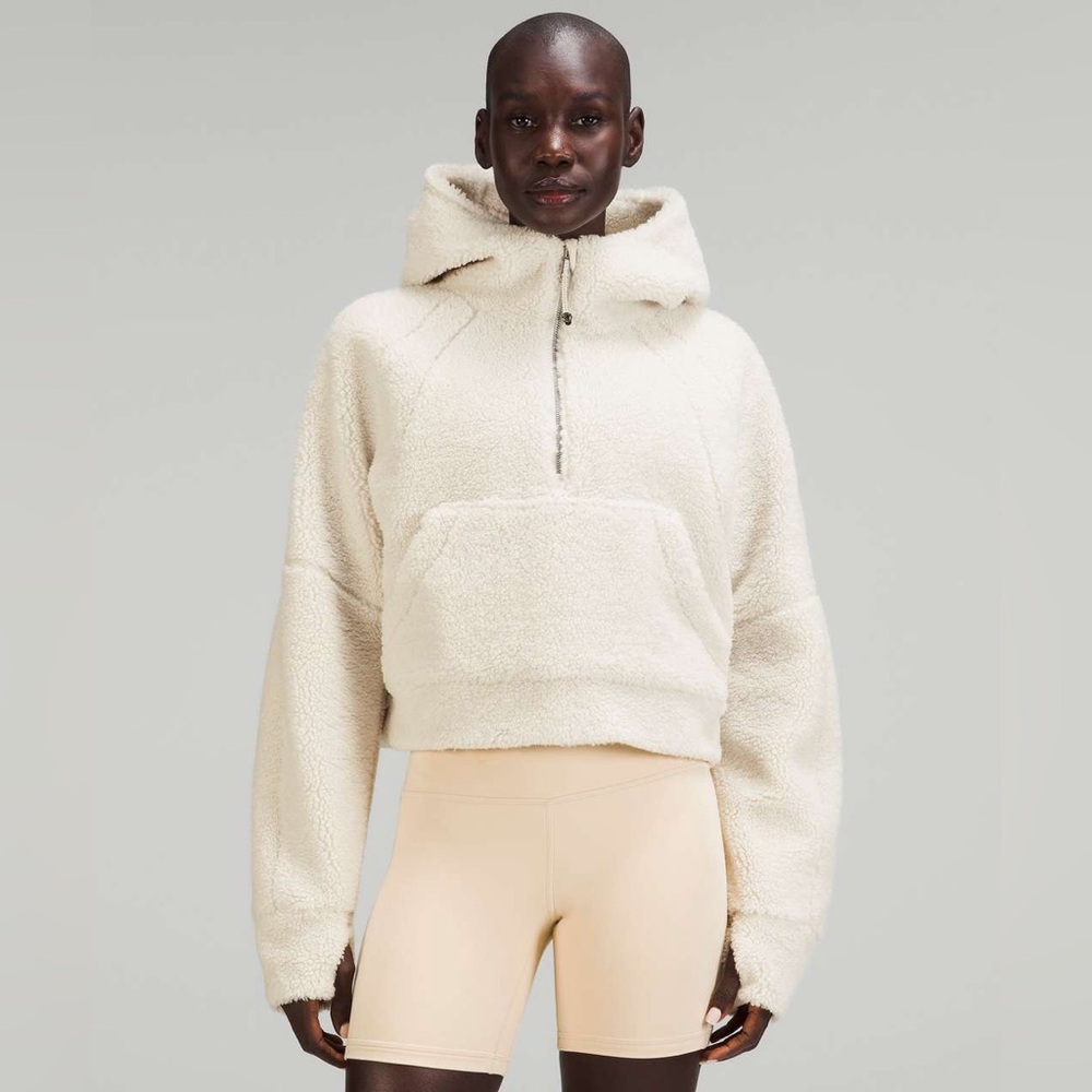 Lululemon Scuba Oversized Half-Zip Fleece Hoodie White Opal